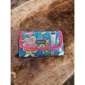 Sakroots Coated Canvas Tri-Fold Wallet Peace Floral Embroidered Trim